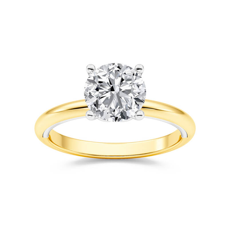 Harmony Bloom Two Toned Round Lab Grown Diamond Engagement Ring | 10K Yellow-White Gold 3 1/2 CT. TW.