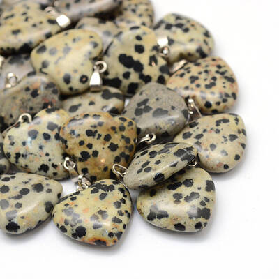 Heart Natural Dalmatian Jasper Pendants