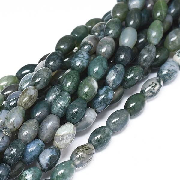 Natural Moss Agate Beads Strands