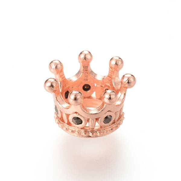 Brass Micro Pave Cubic Zirconia Beads