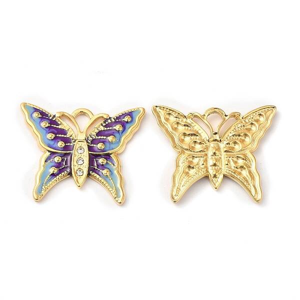 Real 18K Gold Plated 304 Stainless Steel Rhinestone Pendants