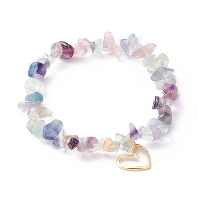 Natural Fluorite Chip Beads Stretch Bracelet
