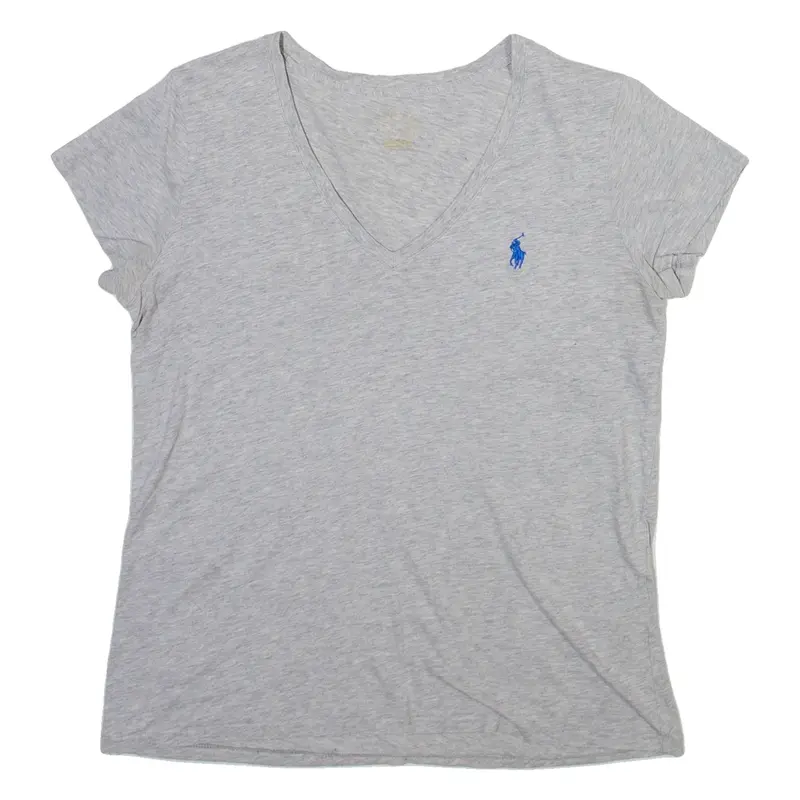 POLO RALPH LAUREN Womens T-Shirt Grey V-Neck S