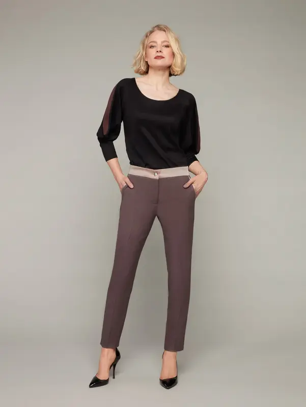 OBELISK | Tapered Cropped Trousers | Color: Nutmeg | Size: XXS