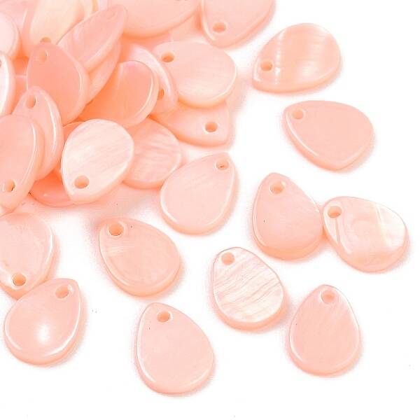 Spray Painted Natural Freshwater Shell Teardrop Charms
