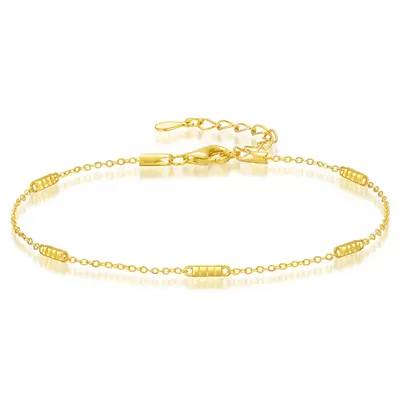 14K Gold Bar & Square Charm Bracelet