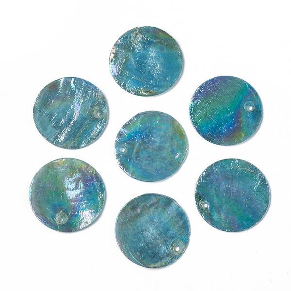 AB Color Plated Capiz Shell Pendants