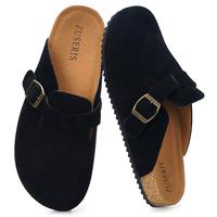 Men’s & Women’s Suede Clogs shoes,Adjustable Buckle Potato Shoes, Men’s Leather Mules, Cork Footbed Cushioned Sandals,