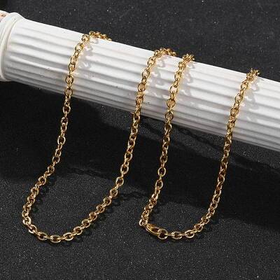 Ion Plating(IP) 304 Stainless Steel Cable Chain Necklaces for Women Men