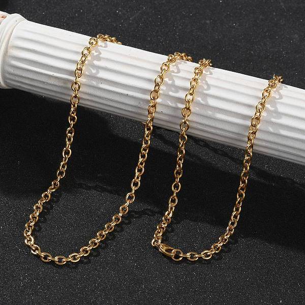 Ion Plating(IP) 304 Stainless Steel Cable Chain Necklaces for Women Men