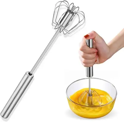 Stainless Steel Eggbeater,egg scrambler,hand mixer, Rotating Semi-Automatic Eggbeater, Used for Making Cream of Egg Beater Ki...