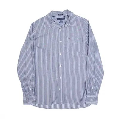 TOMMY HILFIGER Custom Fit Blue Striped Long Sleeve Shirt Mens S