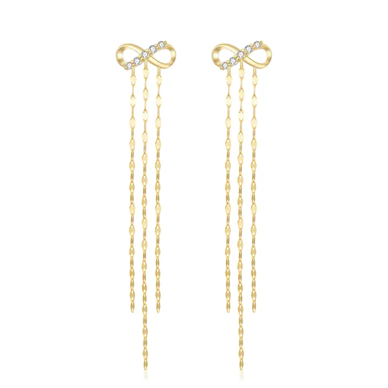 14K Gold Circular Shaped Moissanite Infinity Symbol Drop Earrings