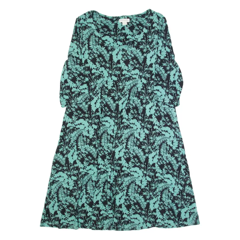 MONSOON Womens A-Line Dress Black Floral Midi UK 14