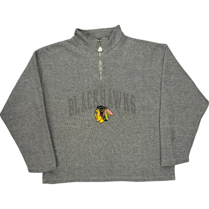Pro Player Blackhawks Graphic Sweatshirt - Medium - Grey Cotton Blend