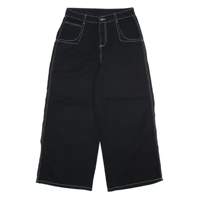Mens Trousers Black Relaxed Wide-Leg W30 L28