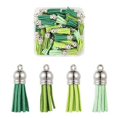 60Pcs 4 Colors Faux Suede Tassel Pendant Decorations