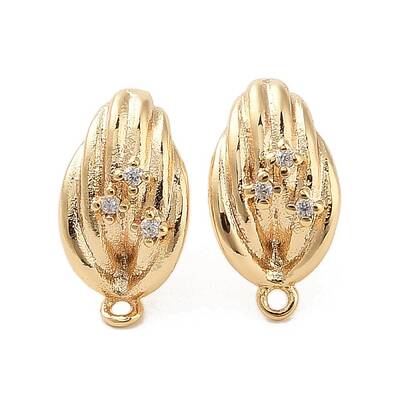 Brass with Clear Cubic Zirconia Stud Earring Findings