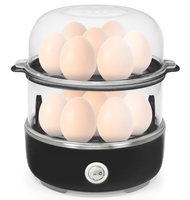 Easy Egg Cooker, Stainless-steel Heating Plate, Two-Tiered, 14-Egg Capacity, Soft, Medium, Hard-Boiled, Auto Shut-Off, Omelet...