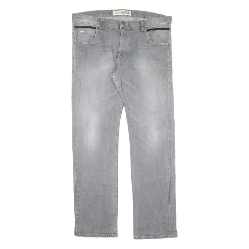 DRIVER Mens Jeans Grey Regular Straight W38 L33