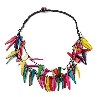 Dyed Natural Coconut Tusk Shape Beaded Multi-strand Necklaces