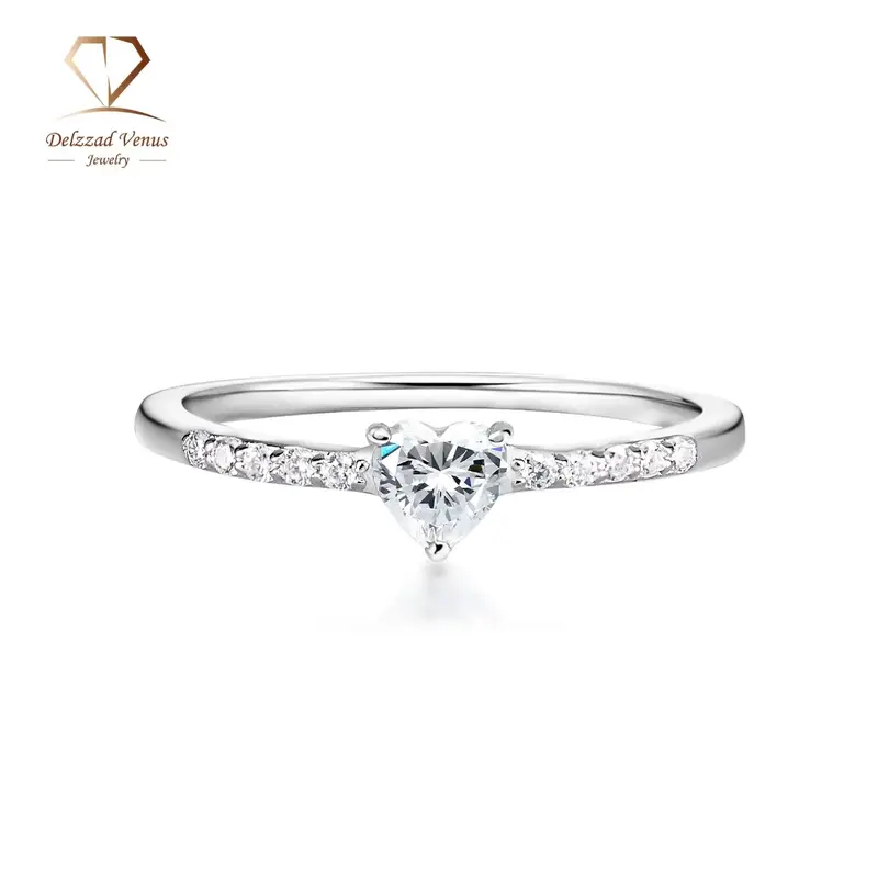 Delzzad Chic Iced Out Heart Ring Band D Color VVS Synthetic Moissanite S925 Women's Ring for Engagement, Wedding Anniversary ...