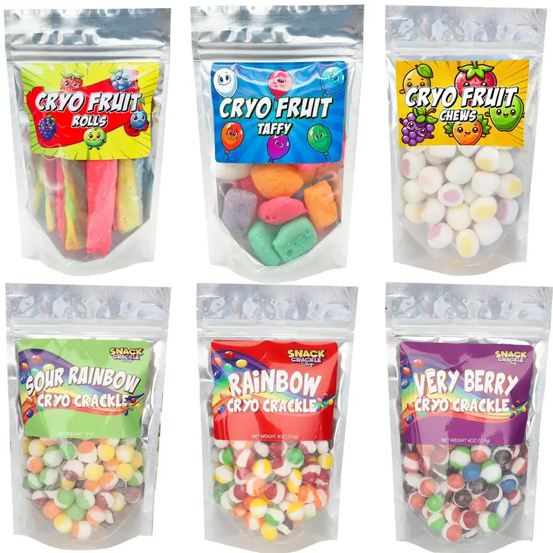 SnackCrackleShop Freeze Dried  Bundle, 6 bags, 1.25 Pounds of Bonbon Sweet Candies Crunch