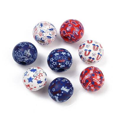 Independence Day Theme Wood European Beads