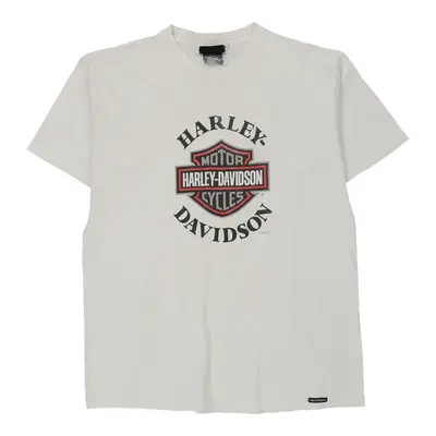Harley Davidson Graphic T-Shirt - 2XL White Cotton