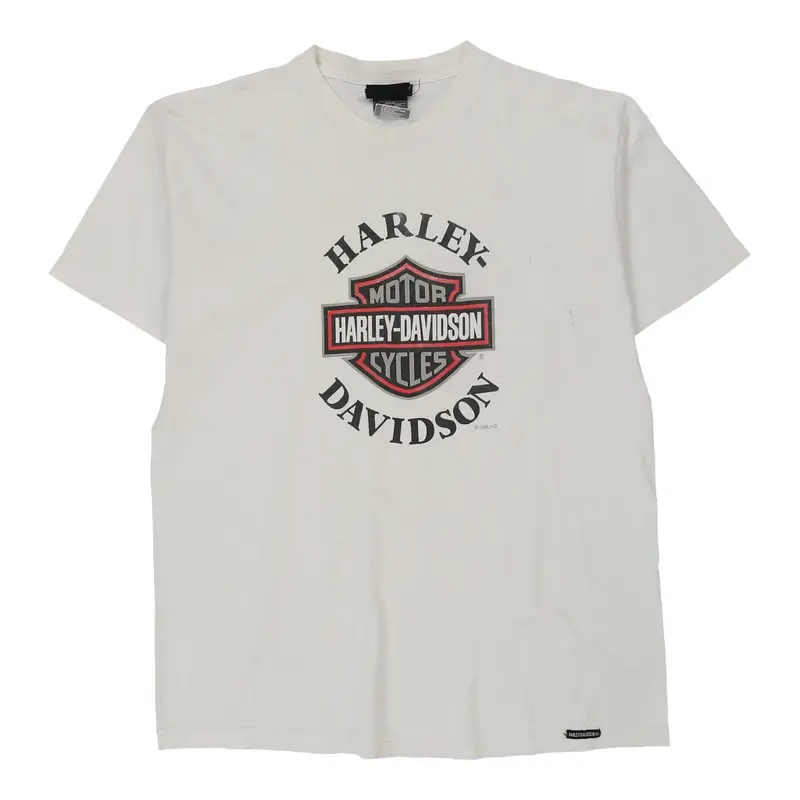 Harley Davidson Graphic T-Shirt - 2XL White Cotton
