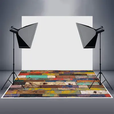 Colorful Pigment Old Brown Wood Rubber Floor Mat - Aperturee