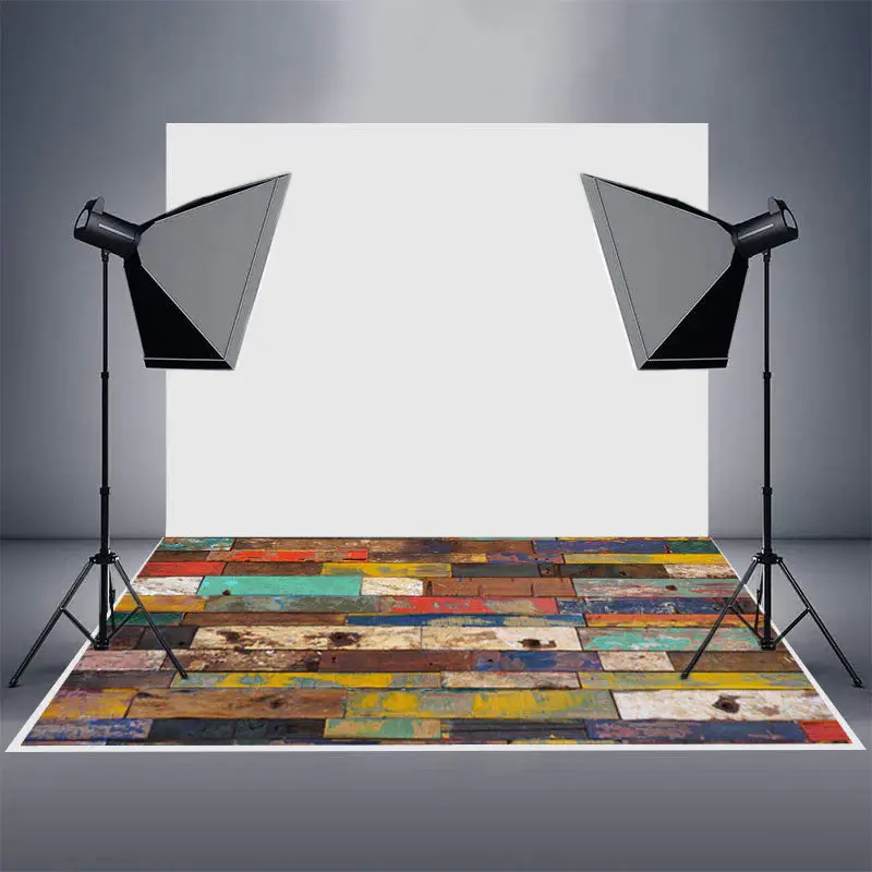 Colorful Pigment Old Brown Wood Rubber Floor Mat - Aperturee