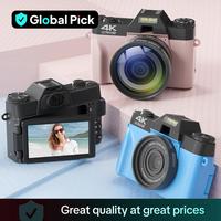 GLOBAL PICK 4K Digital Camera with 180° Flip Screen, 16X Digital Zoom Vlogging Camera, Autofocus Camera, Including Wide Angl...