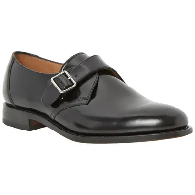 Loake 204B-BLK Leather Men's Hook and Loop Shoes - Black - Size:US 8 Men
