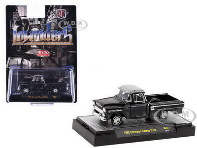 1958 Chevrolet Cameo Pickup Truck Black Metallic with Graphics and Gray Top \