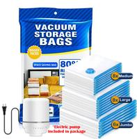 Vacuum Bag with Electric pump, 10pcs Multi Size Vaccum Storage  Bag & 1 Pump, Compression for Comforters and Blankets, Sealer...