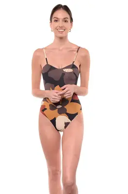Classic One-Piece Swimsuit Princess Neckline | Size: Large