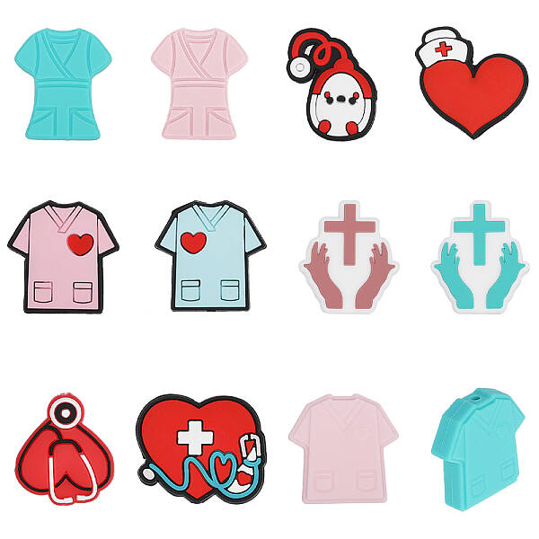 12Pcs 12 Styles Silicone Beads