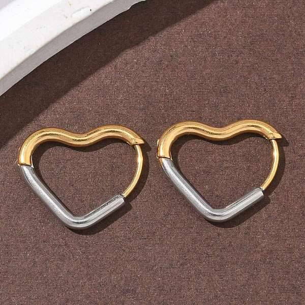304 Stainless Steel Two Tone Hoop Earrings