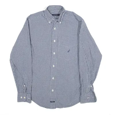 NAUTICA Shirt Blue Gingham Long Sleeve Mens XS
