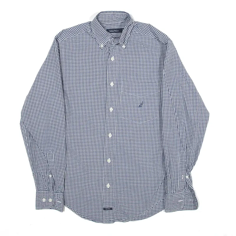 NAUTICA Shirt Blue Gingham Long Sleeve Mens XS