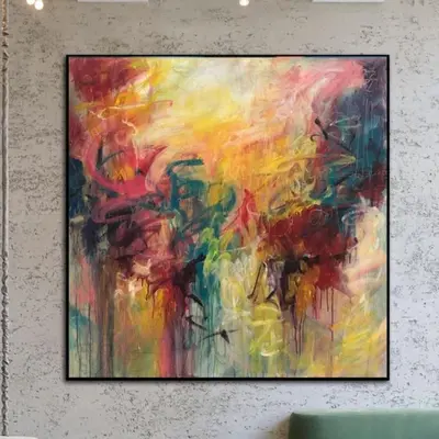 Extra Large Colorful Abstract Painting On Canvas Modern Acrylic Oil Painting Handmade Abstract Fine Art | STRAWBERRY FIELDS