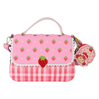 Strawberry Shortcake Denim Gingham Crossbody Bag with Coin Bag