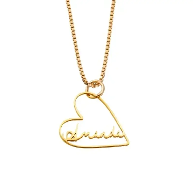 14K Gold Personalized Engraving & Couple & Mother & Sisters & Heart Pendant Necklace