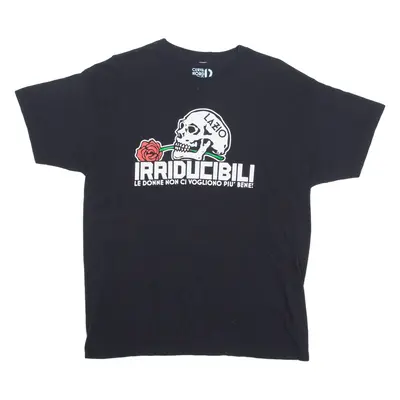 CURVA NORD LAZIO Irriducibili Skull Mens T-Shirt Black Crew Neck L