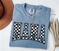 Comfort Colors Retro Checkered Mama Shirt, Cute Mothers Day Gift, Personalize Mom Gift, Pregnancy Announcement, New Mom Gift,...