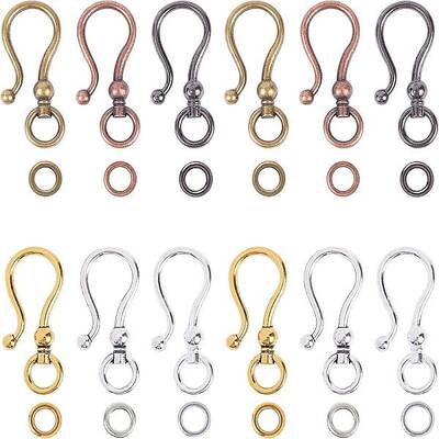 CHGCRAFT 48sets 6 Styles Mixed Color Tibetan Style Alloy S Hook Clasps for Bracelet Necklace Jewelry Making