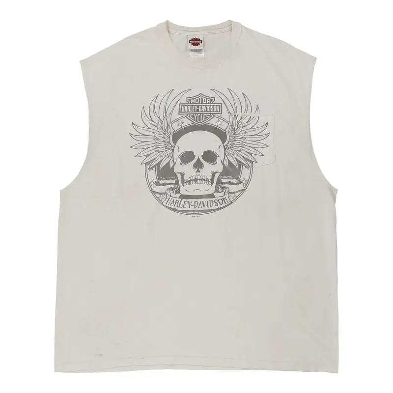 Xenia Ohio Harley Davidson Graphic Vest - 3XL White Cotton