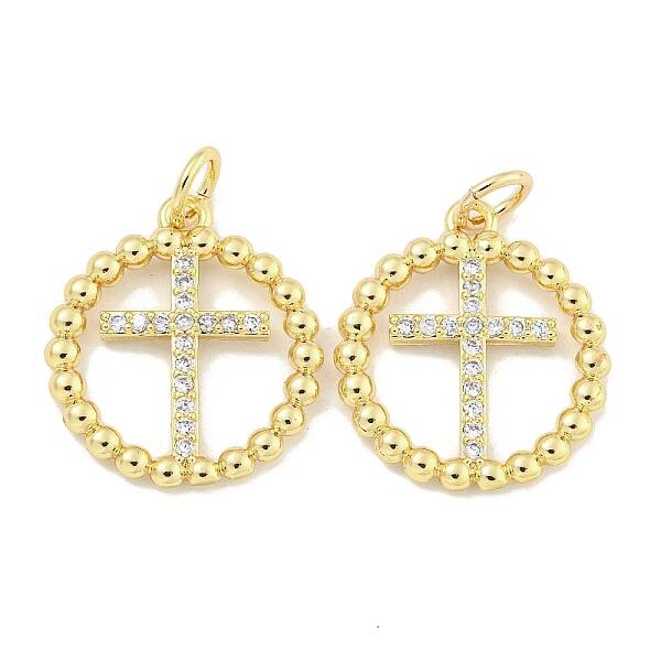 Brass Micro Pave Clear Cubic Zirconia Pendants