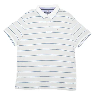 TOMMY HILFIGER Slim Fit Mens Polo Shirt White Striped XL